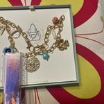 Gold tone and Blue Charm Bracelet with Delicate Charms for your handbag Photo 1