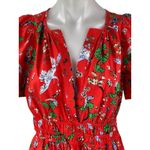 Anthropologie The Somerset Red Floral Short Sleeve V Neck Mini A-Line Dress Sz S Photo 1
