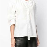 Marc Jacobs  Button Down Blouse Short Sleeve Top Crew Neck Poplin White Top 4 NWT Photo 0