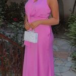 ZARA  maxi dress pink satin effect floral tie scarf wedding party cocktail Photo 3