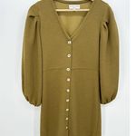 Madewell Texture & Thread Olive Green Crepe Balloon Sleeve Dress Women Small Photo 0