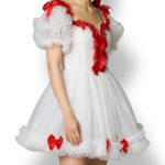 Sugar Thrillz Winter Rose White Tulle Coquette Dress Red Bows Valentine Babydoll Size M Photo 0