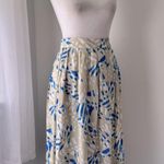 Vintage ‘90s Melrose Blue, White & Tan Abstract Print Midi Skirt Blue Photo 5