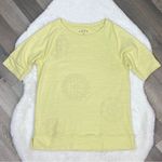 Loft  Embroidered Mandala Slub Knit Short‎ Sleeve Pullover Shirt Yellow Medium Photo 11