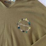 Champion Hoodie Pullover Olive Green Crop Cut Hem Flower Hooded Size Large Photo 4