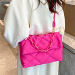 Pink puffer chain bag with cross body strap Photo 0