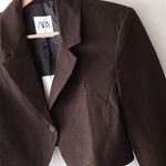 ZARA Plaid Cropped Blazer Jacket Photo 3