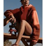 Free People Movement Lead The Pack Neon Coral Combo Pullover Fleece Jacket Photo 1