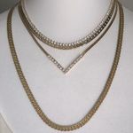 EXPRESS Gold and Rhinestone 3 Piece Chevron Collar Chain Style Necklace Set Photo 0