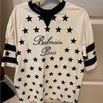 Balmain Authentic NWT  Signature Stars Print T-Shirt - Black & Cream Photo 0