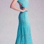 Bebe  Turquoise Backless Lace Dress Photo 0