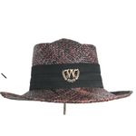 Summer Rules Firethorn Brown Straw Sun Hat Bow Detail Golf Resort Chic NWOT Photo 1