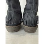 UGG  Women’s Shoreline Boots Size 9 Black Suede Shearling Fringe Lace Up 5755 Photo 8