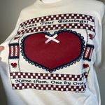 Vtg 90s Count your blessings Heart Bow Granny Cottagecore Single Stitch‎ Shirt White Size L Photo 1