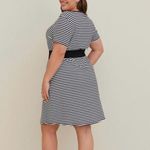 Torrid  Black‎ White Stripes Smocked Tie Waist Pockets Jersey T Shirt Dress 1X Photo 3