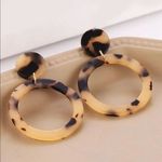 Boho Tortoise Hoop Earrings Statement‎ Acrylic Dangle Earrings Earthy Brown Photo 0