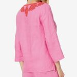 Lilly Pulitzer NWT  Elyn Beaded 3/4 Sleeve Linen Top Women's 00 Photo 2