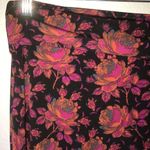 LuLaRoe  Skirt Azure Pink & Orange Floral Roses on Black Sz L BNWT Yoga Waistband Photo 6