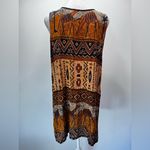 Vintage 80s Tribal Boho Tank Tunic Bila Slit Sides Southwestern Hippie Medium Brown Photo 4