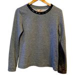 Banana Republic Silver Sparkle Long Sleeve Holiday Blouse Black Bead Neckline Photo 0