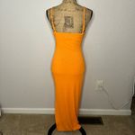Princess Polly  Dress Marissa Size 6 Neon Orange Cut Out Midi Thigh Slit V Neck Photo 8