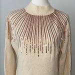 1.4.3. Story by Line Up 143 Story Chic Cream Sweater Gold Pink Sequin Design Women's Small Photo 2