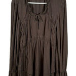 Boston Proper  Brown Peasant Ruched Layered Blouse Size Med EUC #5624 Photo 0