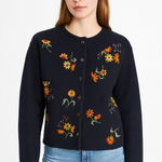 Susan Bristol Vintage 100% Wool Floral Embroidered Cardigan Size L Photo 0