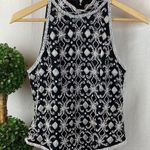 Adrianna Papell Black & White Beaded Sleeveless Top M Photo 0