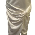 Abercrombie & Fitch Wedding Gown Sz XL Winter White Cut Out Back Slit Side Satin Photo 4