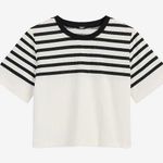 EXPRESS  Striped Crew Neck Short Sleeve Boyfriend Tee Photo 0
