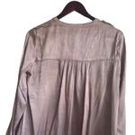 H&M Women Top 10 Taupe High Low Hem Satiny Gather Accent Disco Retro Y2K Flowy Photo 3