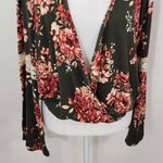 Charlotte Russe  Pink and Green Floral Top NWT Size Large Green Wrap Look Top Photo 2