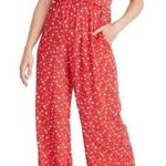 Madewell  Wide Leg Shirred Back Ruched Bodice Spaghetti Strap Jumpsuit Cherry Red Photo 0