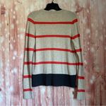 Gap  Oatmeal Wool Blend Orange Stripe V Neck Cardigan Photo 5