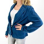 American Vintage 00s FOLIO Vintage Blue Teal cotton Stretch Button Blazer Jacket Photo 1