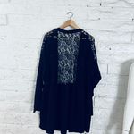 Paper + Tee  Womens Open Front Cardigan Size 3X Black Floral Lace Long Sleeve NWT Photo 7