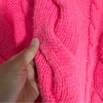 Anthropologie By Women’s Wool Blend Mock Neck Cable Knit Sweater in Hot Pink S Photo 12