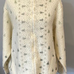Artisan Women's Cream  cardigan zip Sweater with Tree Pattern vintage looks -warm Photo 0