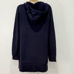 Vince  Tunic Hoodie Sweatshirt Deep V Navy Cotton Medium Coastal Chic Beachy Photo 3