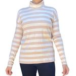 J.Crew  Women Turtle Neck Top Knit Sweater XS Stripes Beige White Pastel Cotton Photo 0