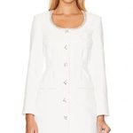 NEW NWT Self Portrait White Crepe Diamante Trim Mini Dress size 4 Small Photo 2