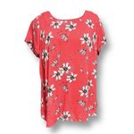 Torrid 2X Coral Floral Blouse Ruffle Back Hi-Low Hem Scoop Neck Top Summer Photo 2