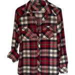 Ci Sono  Womens Button Down Shirt Long Sleeve Top Plaid Pocket Size Small Red‎ Photo 0