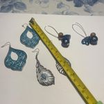 Women’s Lot Of 3 Silver Tone / Blue Dangle Costume Earrings Pierced Beaded Mix Photo 5