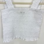 Madewell  Poplin Smocked Tank Top Square Neck Stretch White Cropped Medium NWT Photo 9