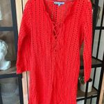 Antonio Melani Crochet coverup dress  lace vneck long sleeve embroidered eyelet Photo 0