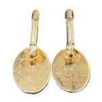 Deer Buck Oval Glass Drop Earrings 1” Gold Woodland Forestcore Nature Rustic Blue Photo 2
