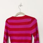 ZARA [] Pink Red Striped Crew Neck Long Sleeve Knit Crop Sweater NWT Sz Medium M Photo 3