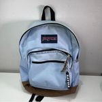 Jansport  Right Pack Backpack Baby Blue Suede Leather Bottom Padded Back Travel Photo 0